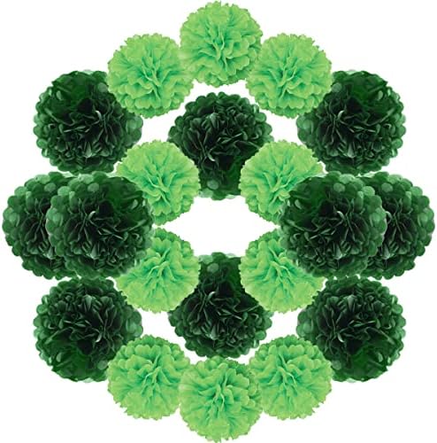 YLYs Love Tissue Pom Poms 20pcs 6inch 8inch Green Dark Green