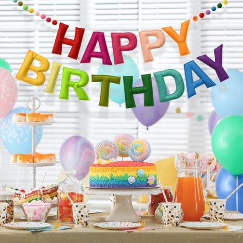 LOLStar Happy Birthday Felt Ball Garland