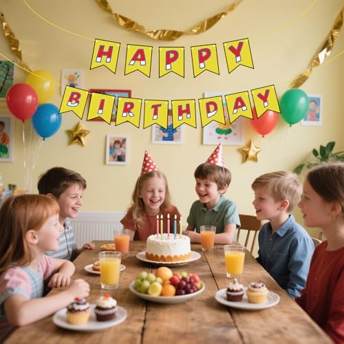 Anime Birthday Banner with Happy and Birthday Text