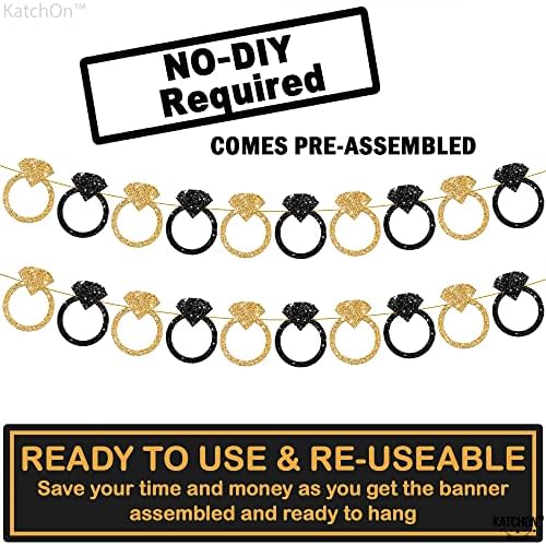 KatchOn Black and Gold Engagement Ring Banner - 10 Feet Pre-Strung