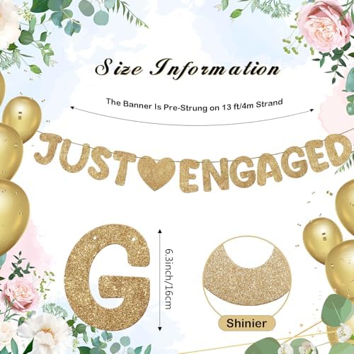 Breling Just Engaged Banner Glitter Engagement Decor