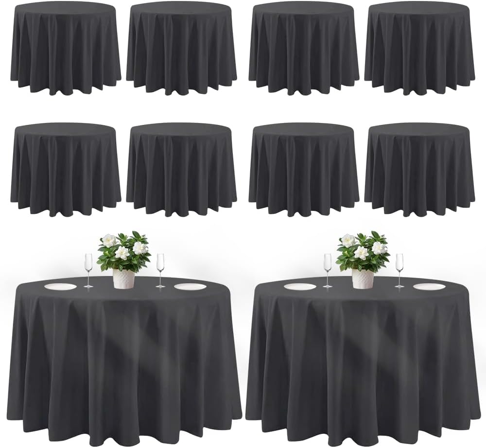 Cuckan 120 Inch Round Tablecloths 10 Pack Black