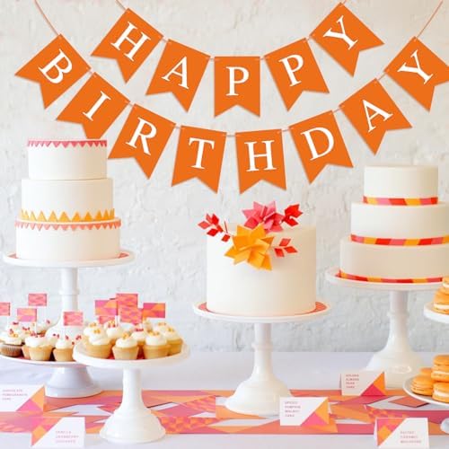 Orange Happy Birthday Bunting Banner Garland for Kids and Adults