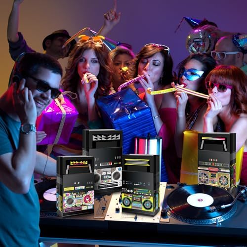 Nezyo 24 Piece 80s 90s Party Favor Bags with Retro Boombox Designs