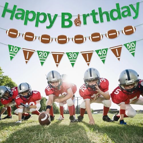 Football Happy Birthday Banner Green