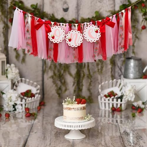 Strawberry Birthday Highchair Banner for Parties