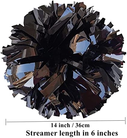 2 Pack 6 Inches Metallic Cheer Pom Poms with Baton Handle