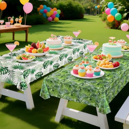 2 Pieces 54x108 Inch Hawaii Palm Leaves Tablecloth Decorations
