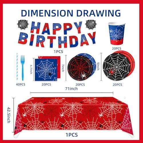 122pcs Spider Web Party Supplies Set for Halloween and Birthday