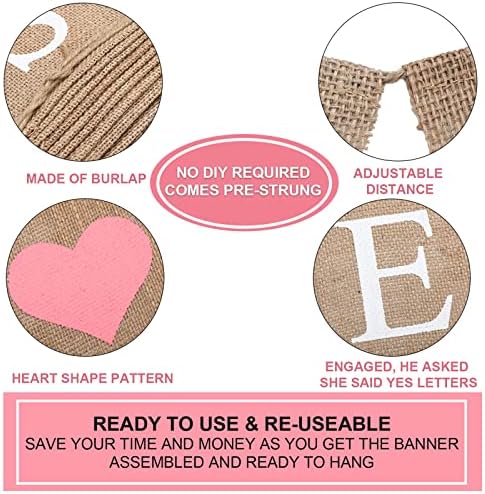 Blulu 3 Piece Burlap Proposal Bunting Set