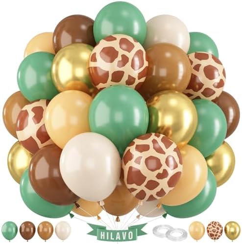 Green Brown Balloons 60 Pcs for Birthday Party Decorations