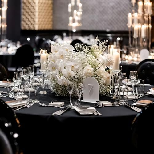 Cuckan 120 Inch Round Tablecloths 10 Pack Black
