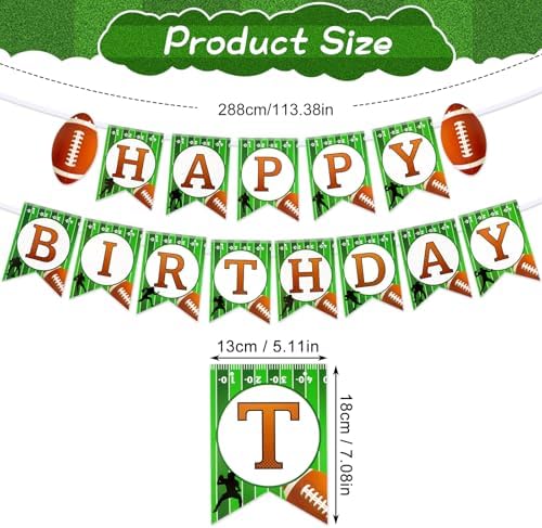 Football Birthday Banner Set with Flags and Ropes