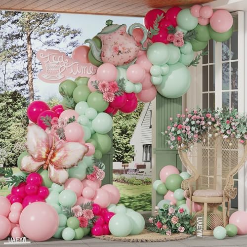 Floral Tea Party Decorations 151Pcs Balloon Kit