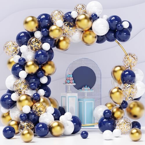 Navy Blue Gold Balloons Garland Kit 120 pcs