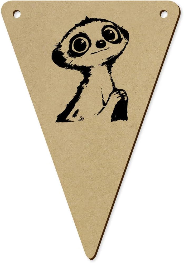 5 Piece 140mm Cute Meerkat Portrait Wooden Bunting Flags