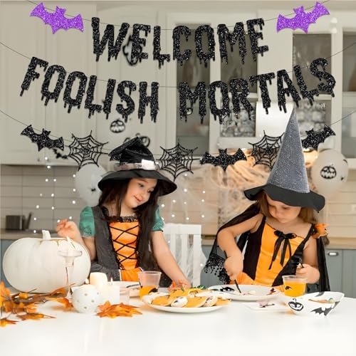 Biswiter Halloween Banner Decorations with Bat and Spider