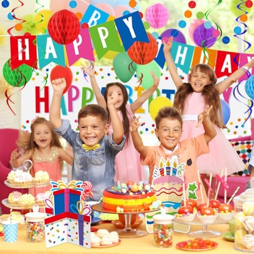 Happy Birthday Decorations Kit with Banner Backdrop Garland Streamers Balloons