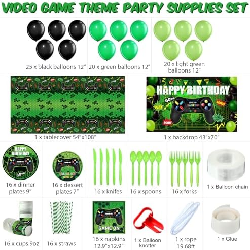 Tatuo 152 Piece Video Game Party Decor Set