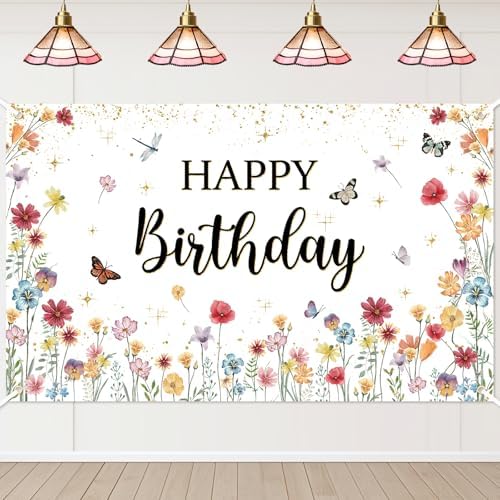Avezano Wildflower Birthday Banner 6x36ft