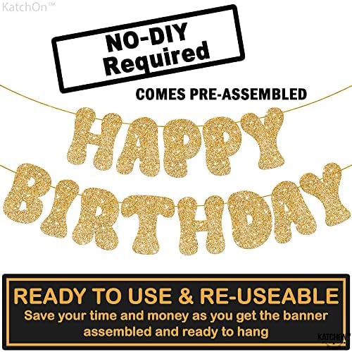 Glitter Gold Happy Birthday Banner - 10 Feet Prestrung