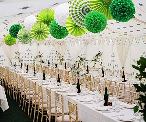 Green Hanging Paper Party Decorations Set