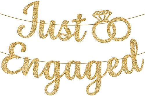 KatchOn Glitter Gold Just Engaged Banner 10 Feet