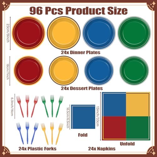 96Pcs Wizard School Party Plates and Napkins Set