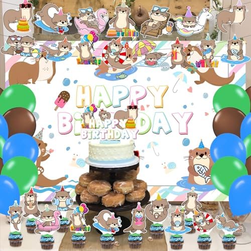 59 Pcs Otter Birthday Party Decor Set