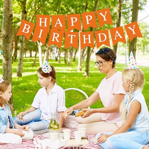 Orange Happy Birthday Bunting Banner Garland for Kids and Adults