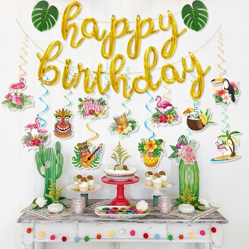 27pcs Tropical Luau Birthday Party Decorations