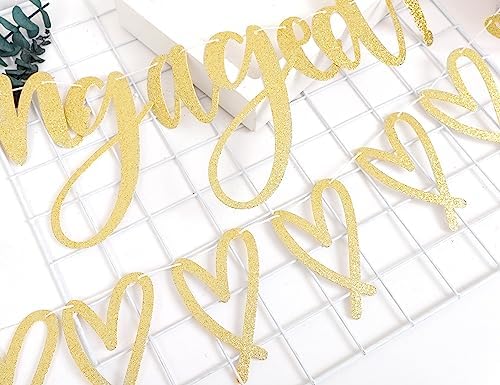 Happy Engagement Banner - Gold Glitter Bride To Be Decor