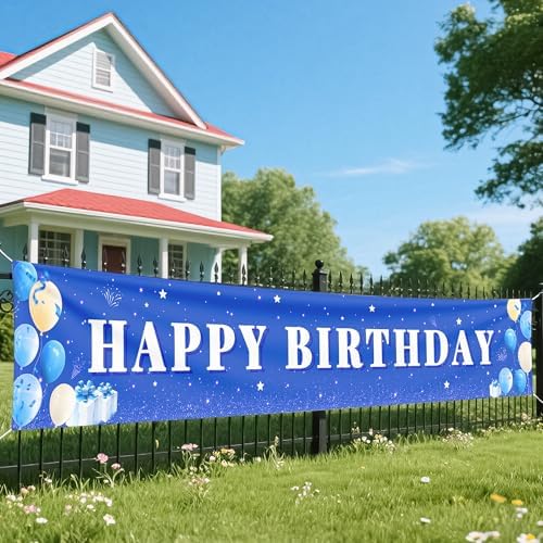 Blue Happy Birthday Banner for Boys and Girls