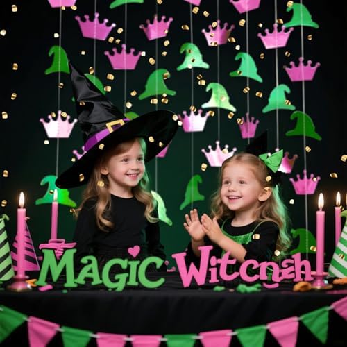 394 Ft Shiny Green Pink Witch Themed Party Garland