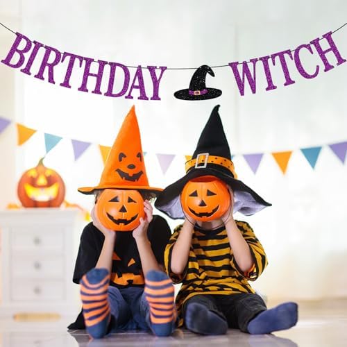 Birthday Witch Banner for Halloween Party