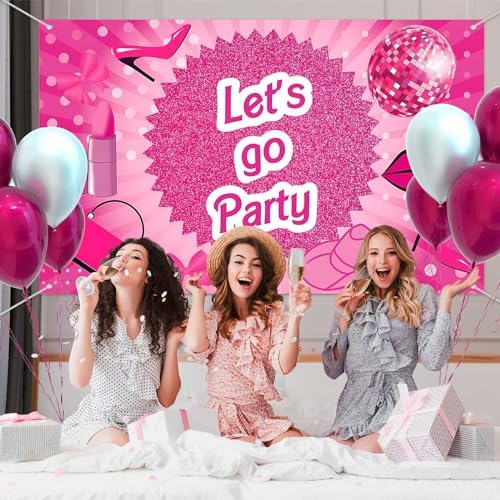 Pink Lets Go Party Banner 6x36ft Decorations