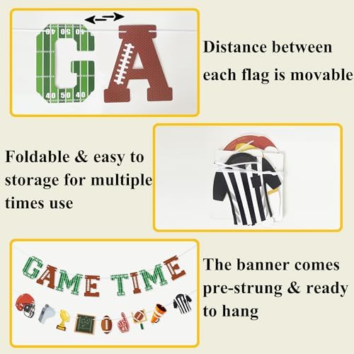 Game Time Football Banner Garland Decor for Football Party