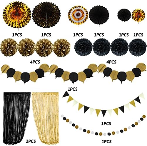 Zerodeco Gold and Black Party Decorations