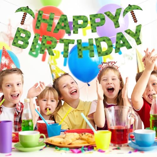 SAVITA Happy Birthday Banner Miner Theme Decor