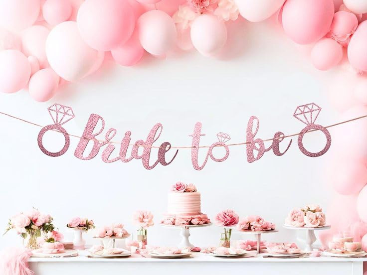 Bride to Be Banner Glitter Purple Wedding Decor