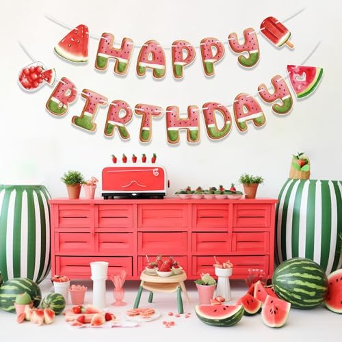 Watermelon Birthday Banner for Summer Party Decor