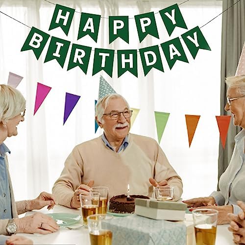 Green Happy Birthday Banner for Adults and Kids