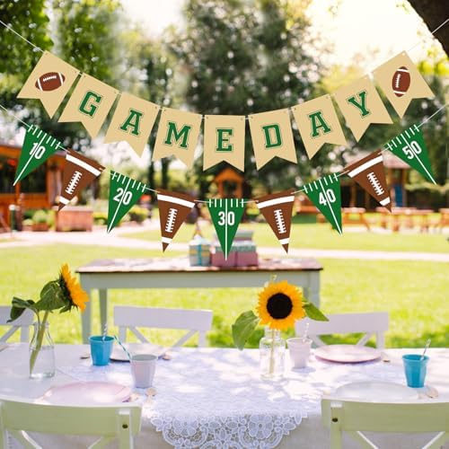 Hooqict Football Party Banner Garland with Triangle Flags