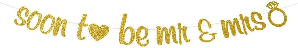 Soon To Be Mr Mrs Gold Glitter Adjustable Banner