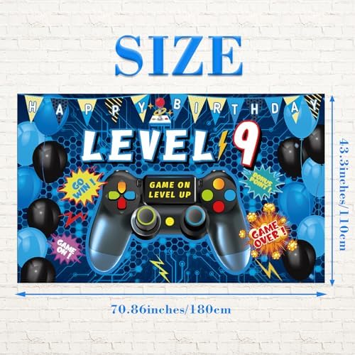 Vlipoeasn 9th Birthday Video Game Backdrop Banner