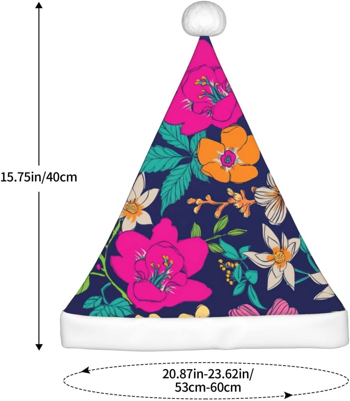 QINZHENG Personalized Santa Hat with Flowers Print