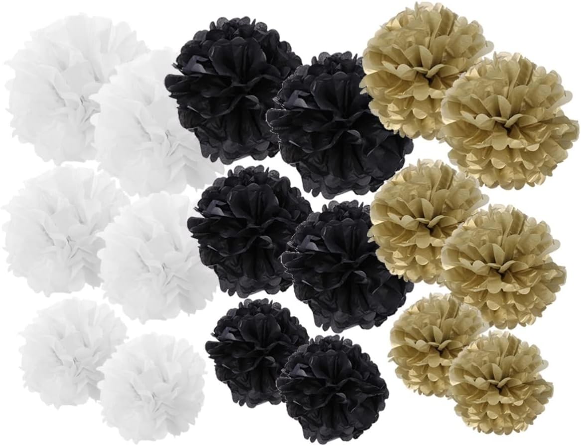 TOKIDNY 18pcs White Tissue Pom Poms for Party Decorations