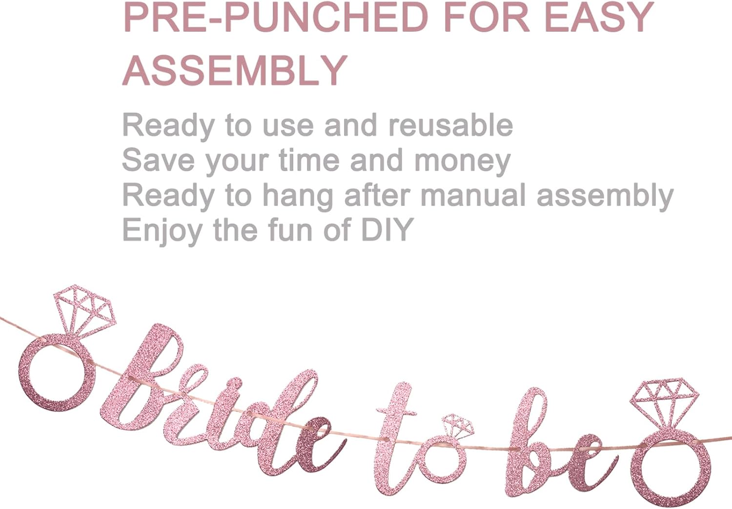 Bride to Be Banner Glitter Purple Wedding Decor