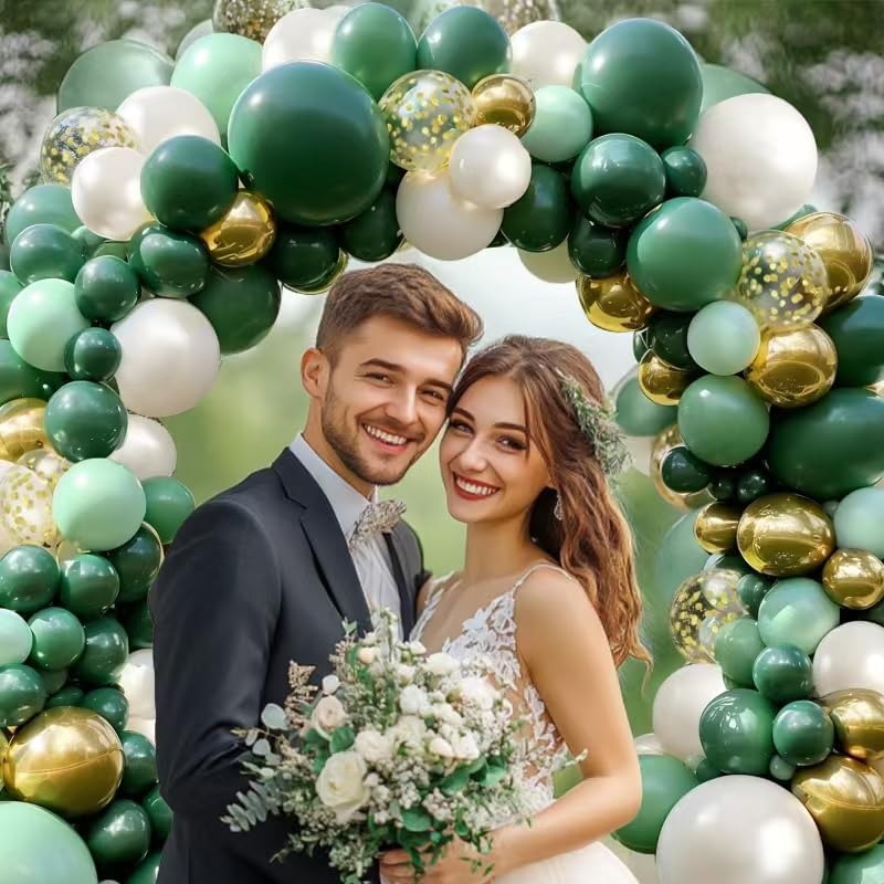 Emerald Green Gold Balloon Arch Kit for Parties