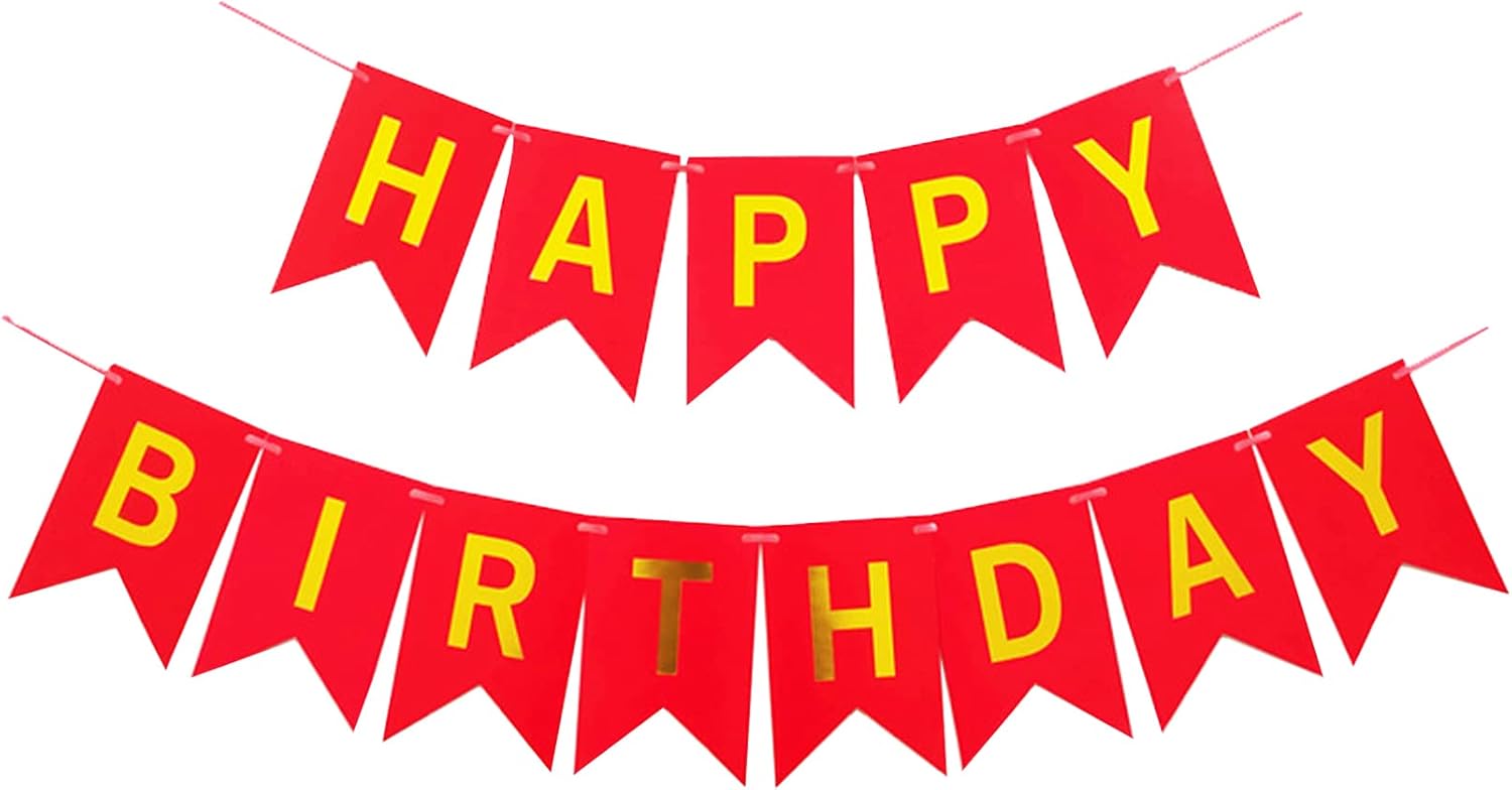 Red Happy Birthday Bunting Banner with Letters